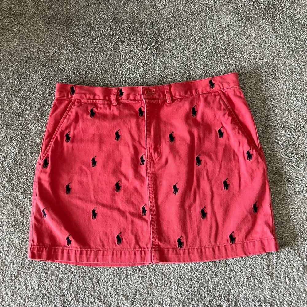Vintage Ralph lauren sport skirt womens 6 pink blue pony logo mini preppy 90s
